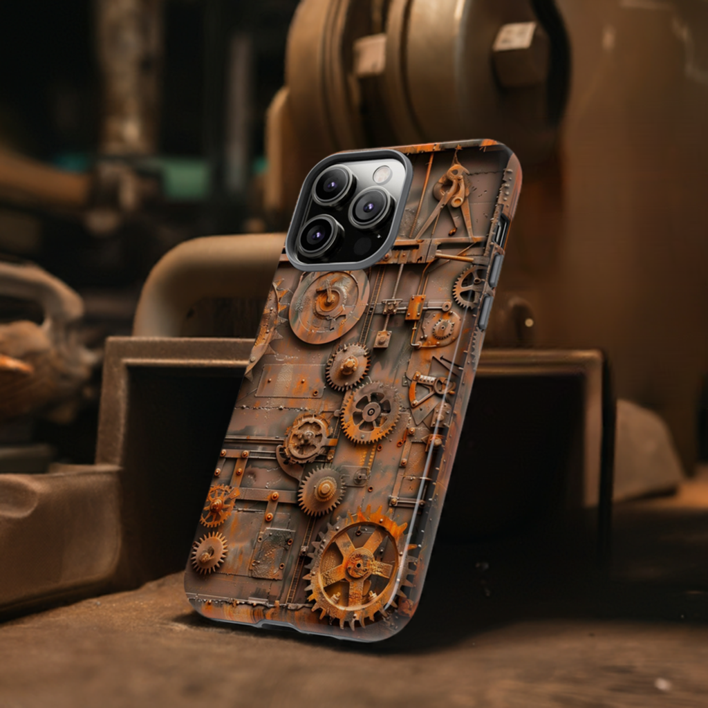 Rusted Steampunk Gearworks Phone Case for iPhone, Samsung Galaxy, and Google Pixel Devices