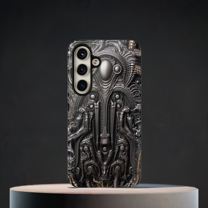 Biomechanical Horror Phone Case – Dark Sci-Fi Design for iPhone, Samsung Galaxy, Google Pixel Devices