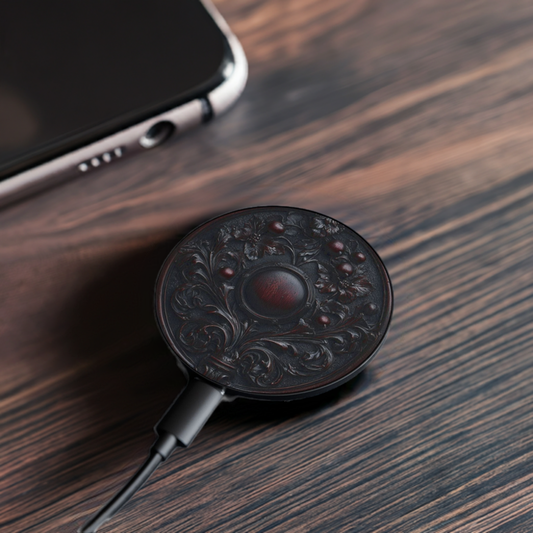 Vintage Gothic Floral Wireless Magnetic Induction Charger - Elegant Phone Charging Pad