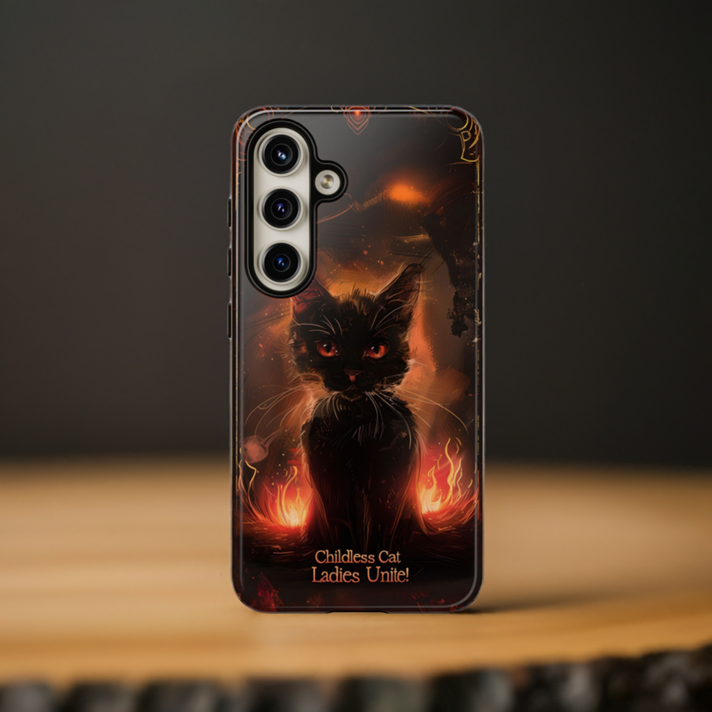 Childless Cat Ladies Unite Phone Case - Gothic Black Cat For iPhone, Samsung Galaxy, and Google Pixel Devices