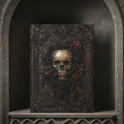 Vintage Skull and Roses Hardcover Journal - Gothic Dark Art Notebook for Writing & Sketching