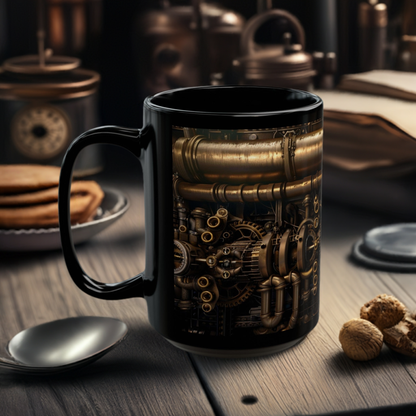 Steampunk Industrial Pipes Mug - Unique Mechanical Design Coffee Cup