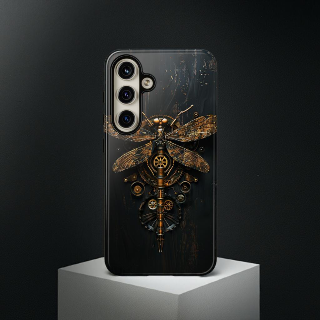 Steampunk Dragonfly Phone Case - Intricate Gear Design for iPhone, Samsung Galaxy, Google Pixel Devices