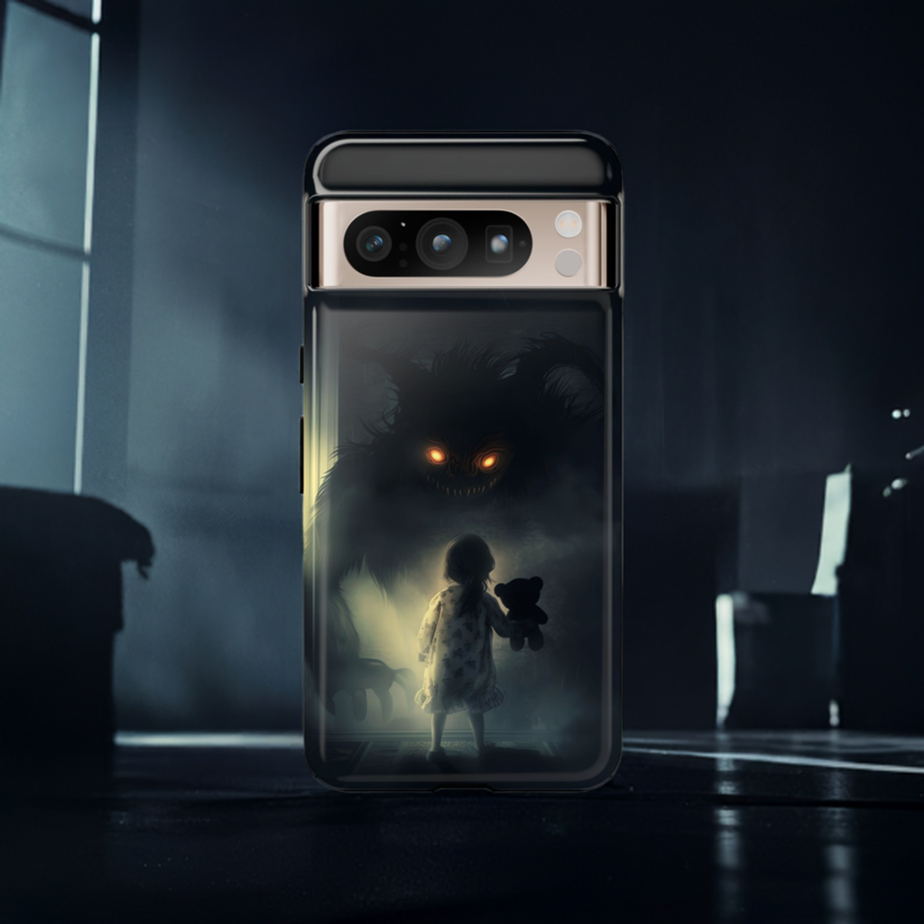 A Child Facing A Terrifying Monster Phone Case - for iPhone, Samsung Galaxy, and Google Pixel Devices