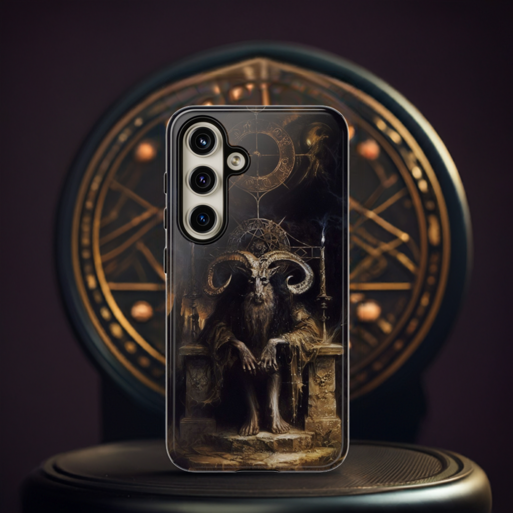 Dark Gothic Goat Demon Phone Case - Occult Horned Beast Art Design