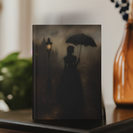 Gothic Noir Umbrella Lady Journal - Dark Victorian Art Hardcover Notebook