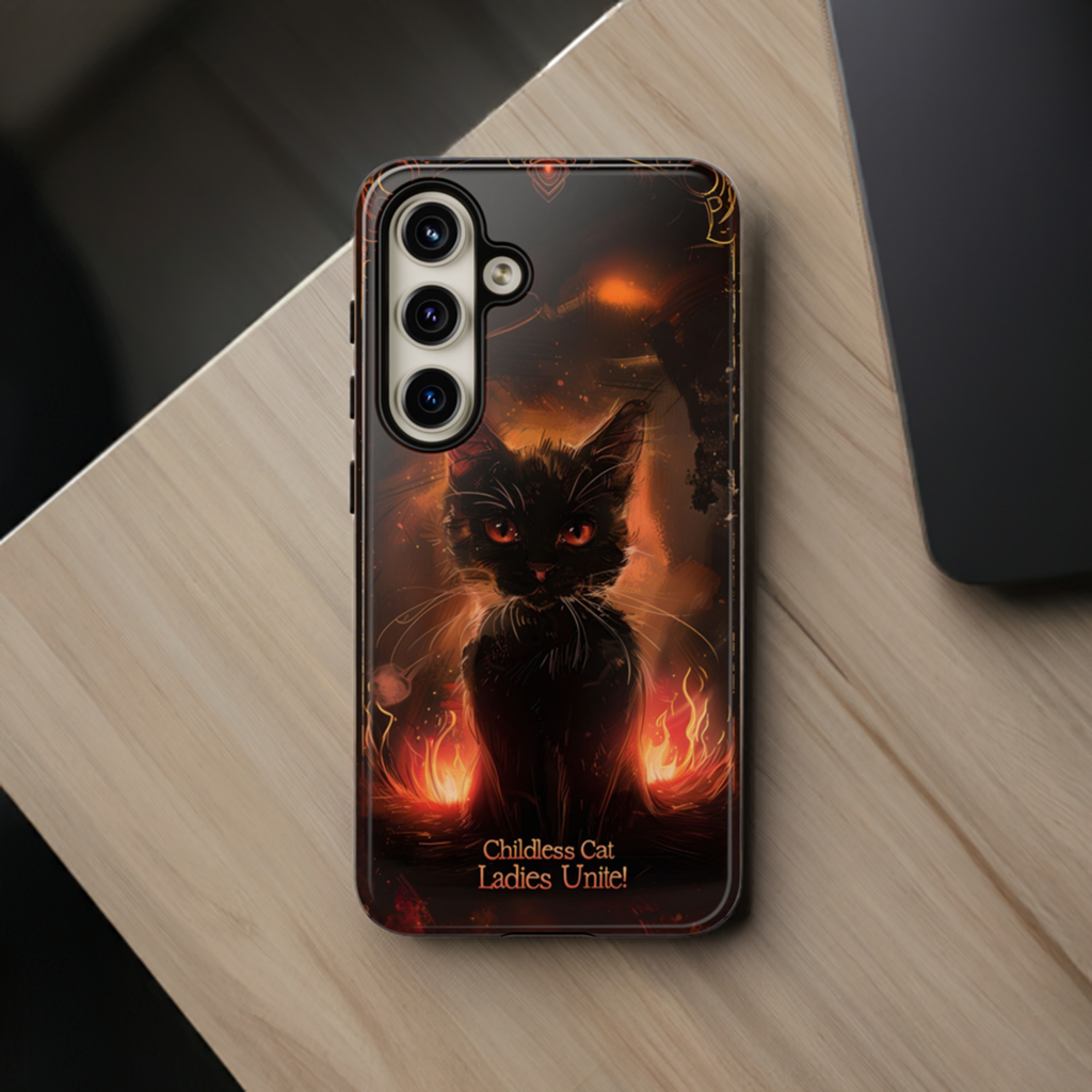 Childless Cat Ladies Unite Phone Case - Gothic Black Cat For iPhone, Samsung Galaxy, and Google Pixel Devices