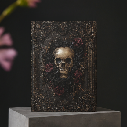 Vintage Skull and Roses Hardcover Journal - Gothic Dark Art Notebook for Writing & Sketching