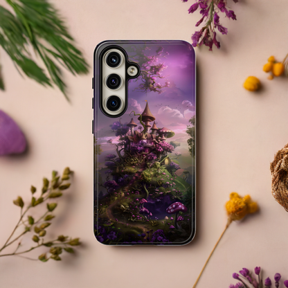 Enchanted Fairy Castle Phone Case - Magical Purple Fantasy Art for iPhone, Samsung Galaxy and Google Pixel Devices