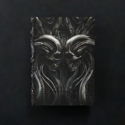 Biomechanical Skulls Hardcover Notebook - Dark Sci-Fi Journal for Writing and Sketching