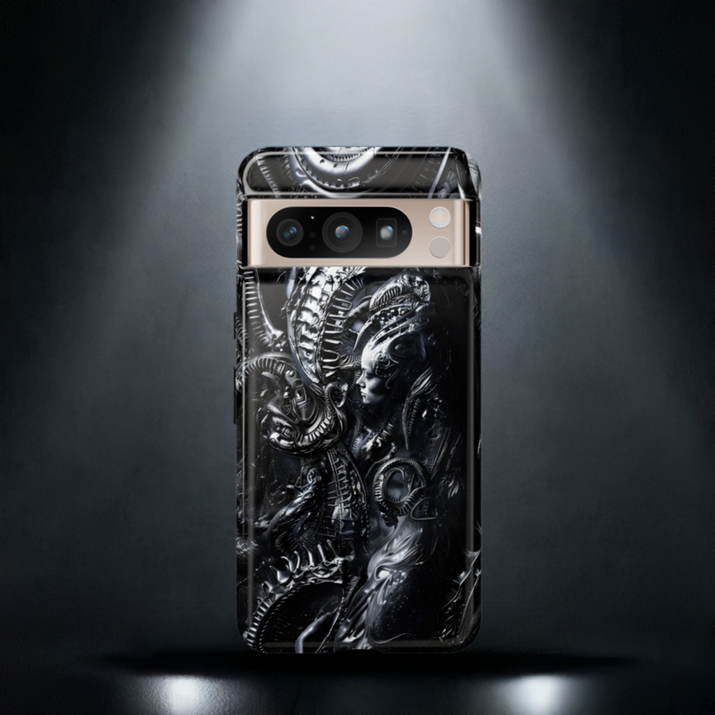 Biomechanical Transhumanism Phone Case – Alien Horror Design for iPhone and Samsung Galaxy Devices