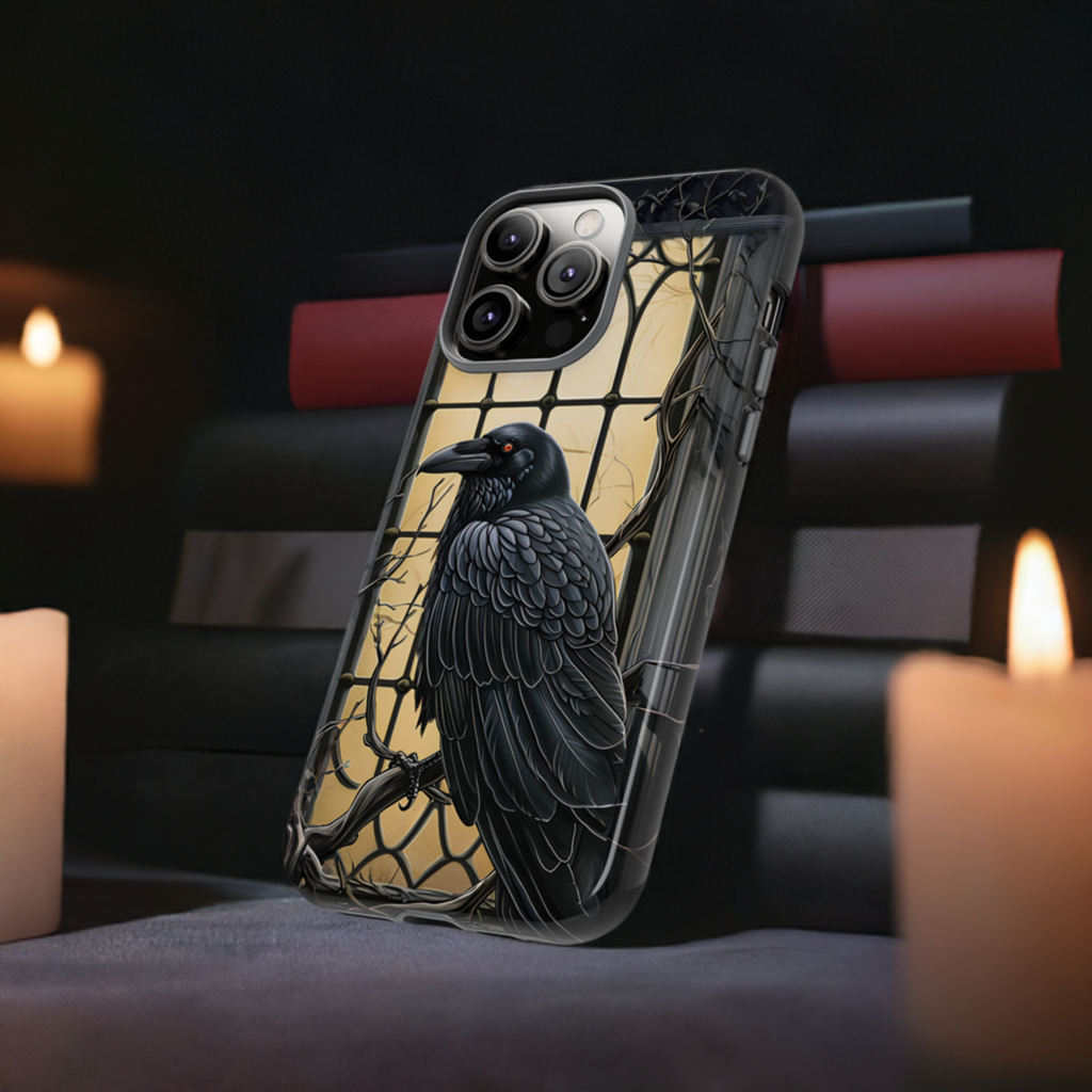 The Raven Phone Case – Edgar Allan Poe Inspired Gothic Design for iPhone, Samsung Galaxy, and Google Pixel Devices