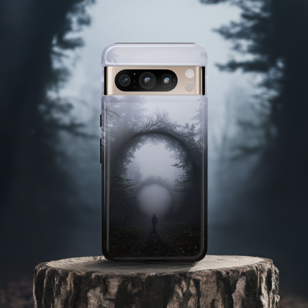 Mystical Forest Portal Phone Case - Atmospheric Foggy Path with Enchanted Tunnel For iPhone, Samsung Galaxy, and Google Pixel Devices.