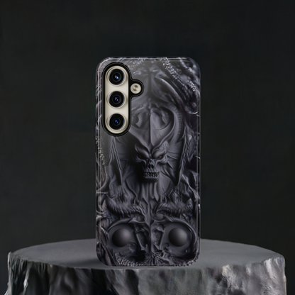 Black Demon Phone Case – Horned Hell Horror Design for iPhone, Samsung Galaxy, and Google Pixel Devices