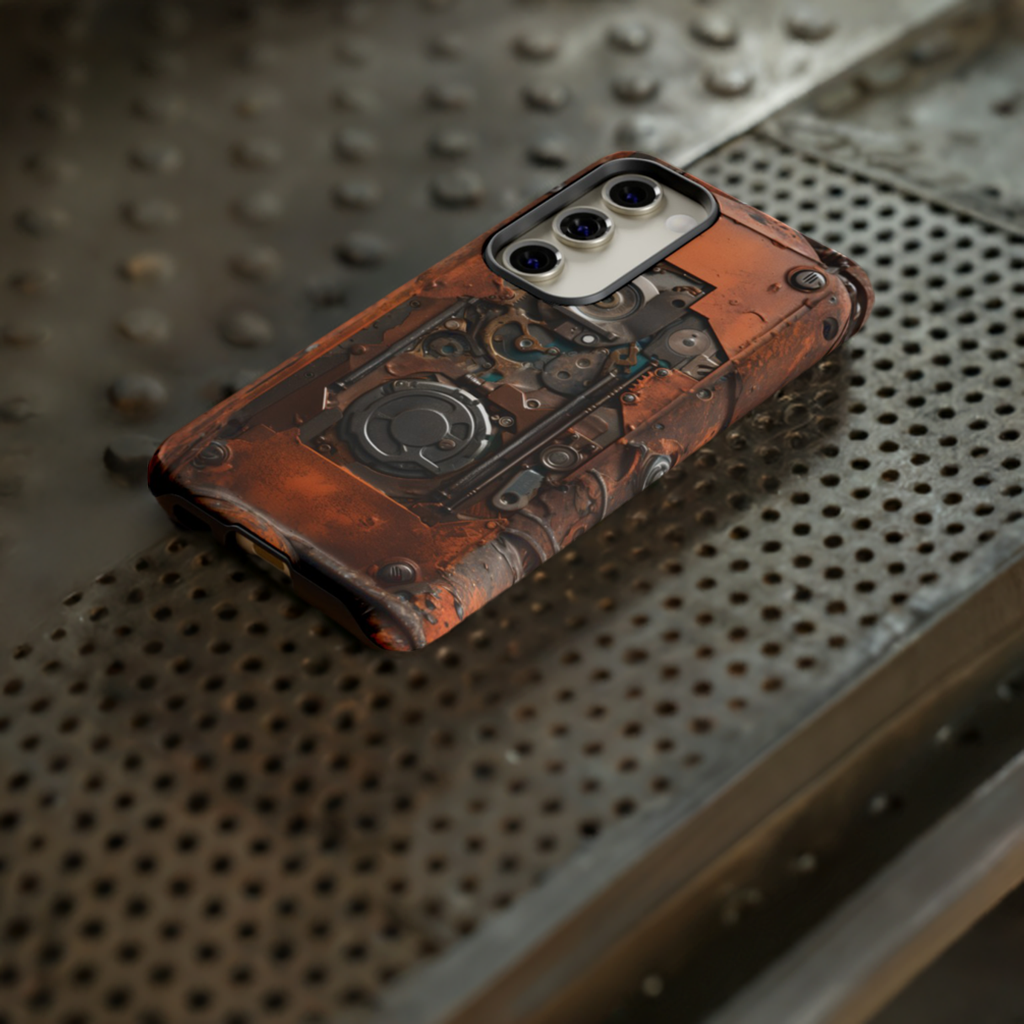 Rusted Mechanisms Phone Case – Steampunk Metal Gear Design for iPhone, Samsung Galaxy, and Google Pixel Devices