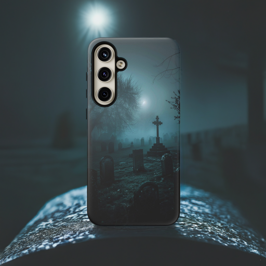 Graveyard at Night Phone Case – Eerie Cemetery Design for iPhone, Samsung Galaxy, and Google Pixel Devices