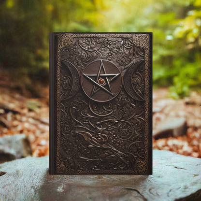 Triple Moon Pentacle Tome Hardcover Notebook – Mystical Journal for Creative Writing and Spiritual Reflections