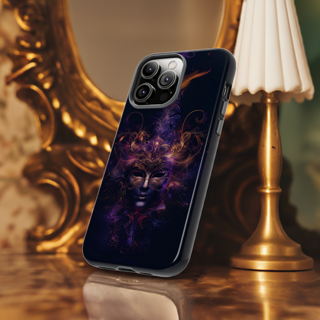 Elegant Masquerade Mask Phone Case for iPhone, Samsung Galaxy, and Google Pixel Devices - Mystical Design