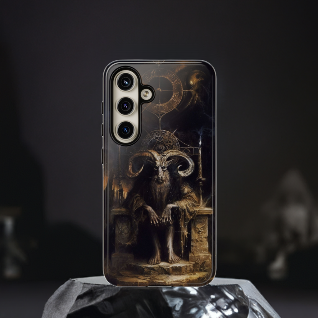 Dark Gothic Goat Demon Phone Case - Occult Horned Beast Art Design