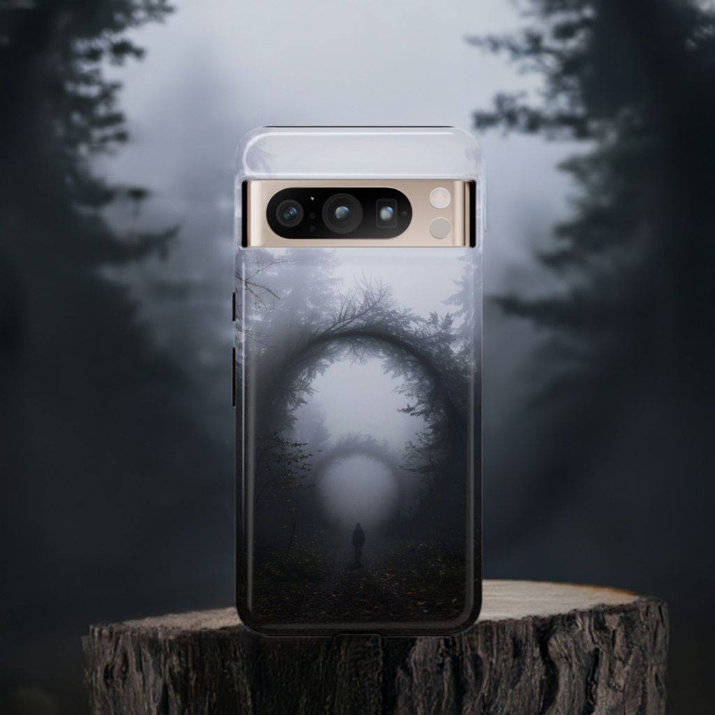 Mystical Forest Portal Phone Case - Atmospheric Foggy Path with Enchanted Tunnel For iPhone, Samsung Galaxy, and Google Pixel Devices.