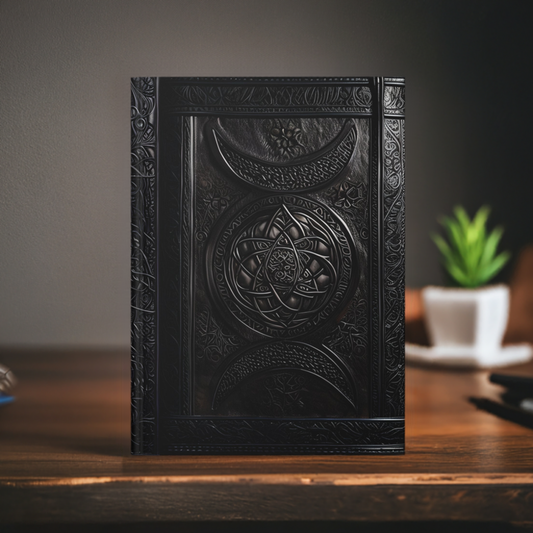 Black Triple Moon Goddess Hardcover Notebook – Mystical Journal for Witchcraft and Occult Magic