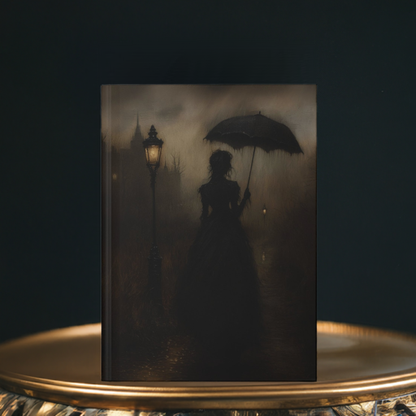 Gothic Noir Umbrella Lady Journal - Dark Victorian Art Hardcover Notebook