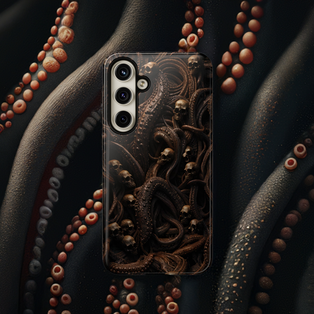 Skulls and Tentacles Phone Case – Lovecraftian Horror Design for iPhone, Samsung Galaxy, and Google Pixel Devices