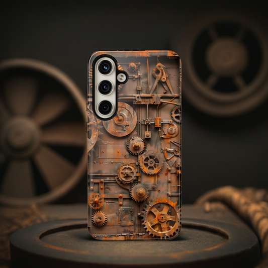 Rusted Steampunk Gearworks Phone Case for iPhone, Samsung Galaxy, and Google Pixel Devices