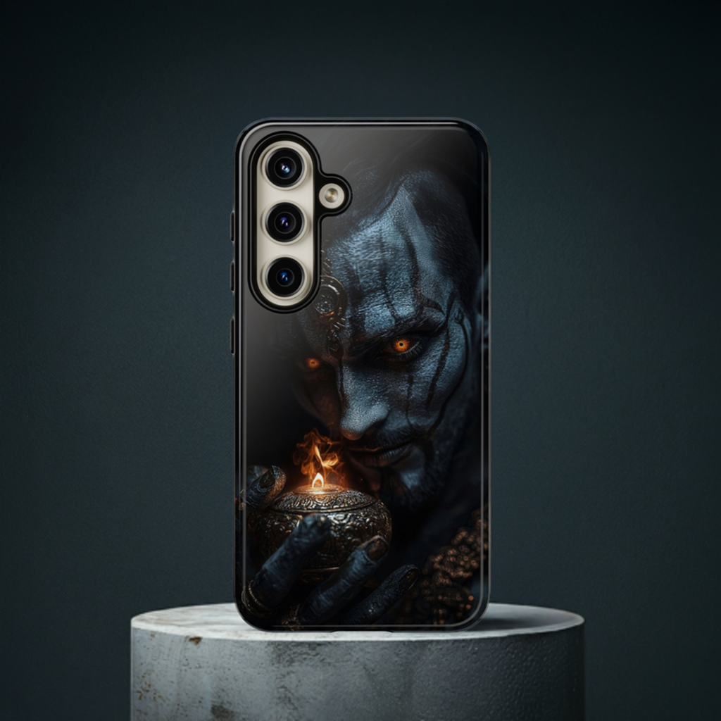 Dark Djinn Warrior Phone Case - Intricate Fantasy Art Protective Cover for iPhone, Samsung Galaxy, and Google Pixel Devices