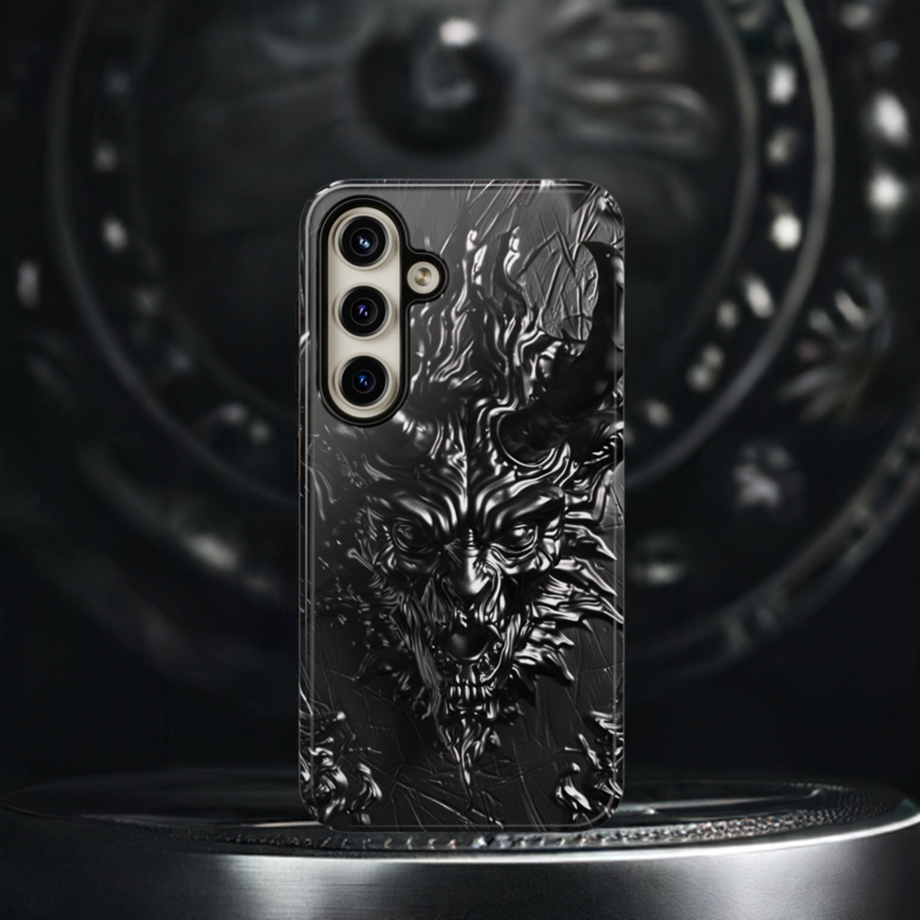 Silver Devil Phone Case – Gothic Demon Design for iPhone, Samsung Galaxy, and Google Pixel Devices