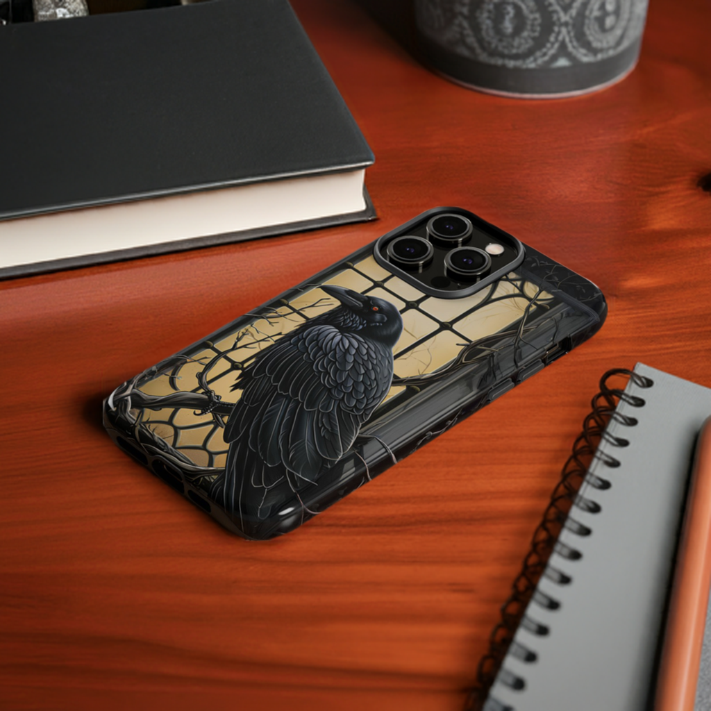 The Raven Phone Case – Edgar Allan Poe Inspired Gothic Design for iPhone, Samsung Galaxy, and Google Pixel Devices