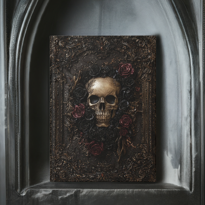 Vintage Skull and Roses Hardcover Journal - Gothic Dark Art Notebook for Writing & Sketching