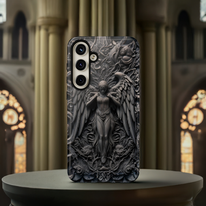 Grey Angel Phone Case – Gothic Marble Statue Design for iPhone, Samsung Galaxy, and Google Pixel Devices