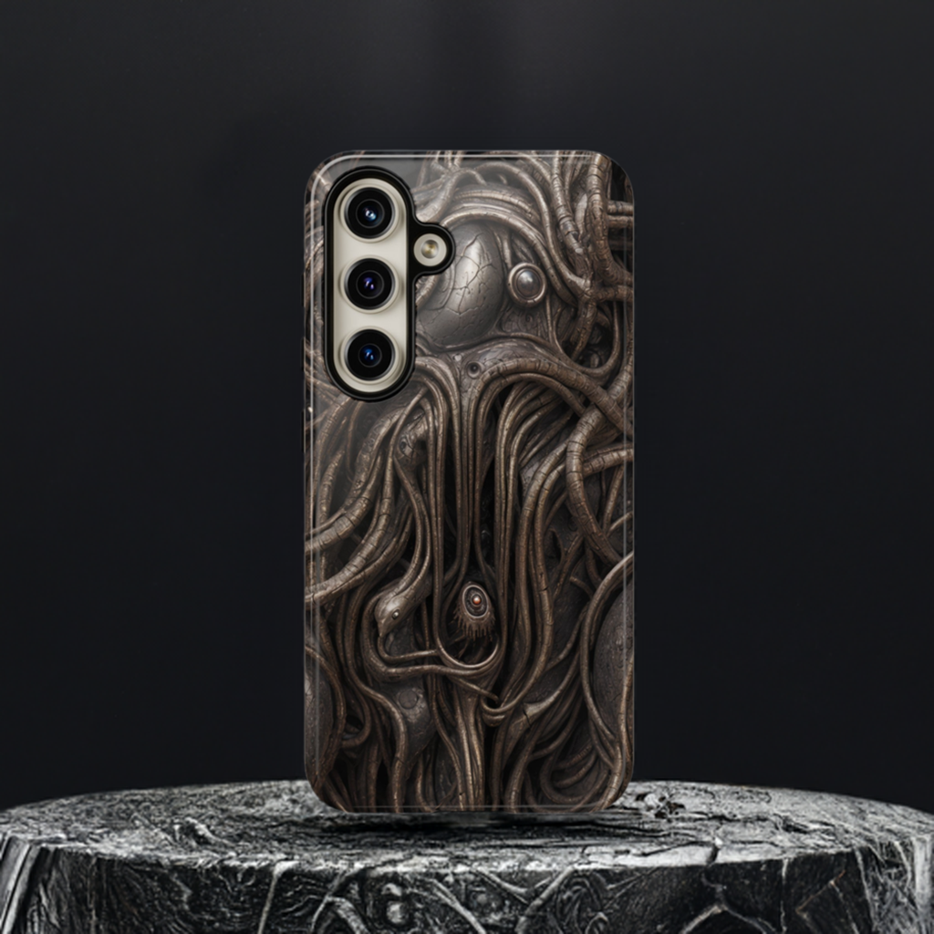 Biomechanical Horror 4 Phone Case – Futuristic Alien Design for iPhone, Samsung Galaxy, and Google Pixel Devices