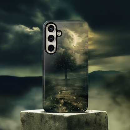 The Tree of Desolation Phone Case – Dark Fantasy Gothic Art with Full Moon for iPhone, Samsung Galaxy, and Google Pixel Devices