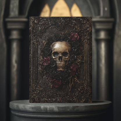 Vintage Skull and Roses Hardcover Journal - Gothic Dark Art Notebook for Writing & Sketching