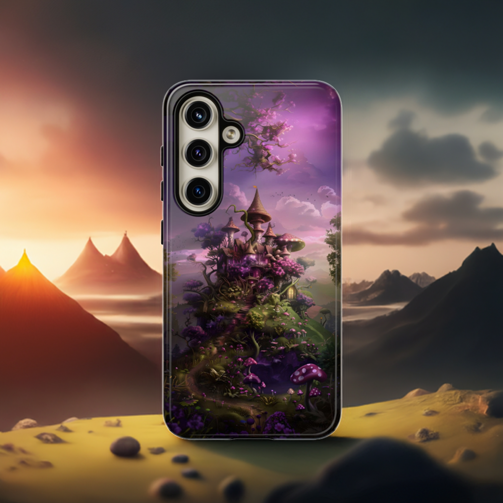 Enchanted Fairy Castle Phone Case - Magical Purple Fantasy Art for iPhone, Samsung Galaxy and Google Pixel Devices