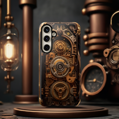 Gearworks Tough Phone Case – Steampunk Clockwork Design for iPhone, Samsung Galaxy, and Google Pixel Devices