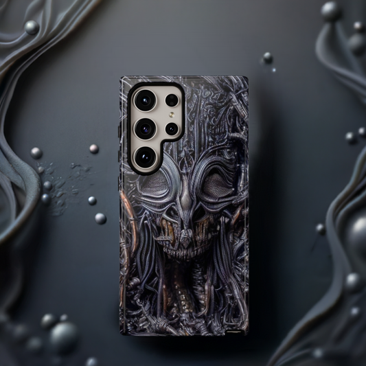 Biomechanical Horror 2 Phone Case – Futuristic Alien Horror Design for iPhone, Samsung Galaxy, and Google Pixel Devices