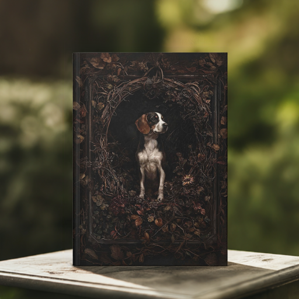 Vintage Beagle Dog Art Hardcover Notebook - Elegant Dog Lover's Journal, Rustic Nature-Inspired Design