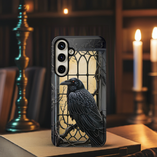 The Raven Phone Case – Edgar Allan Poe Inspired Gothic Design for iPhone, Samsung Galaxy, and Google Pixel Devices