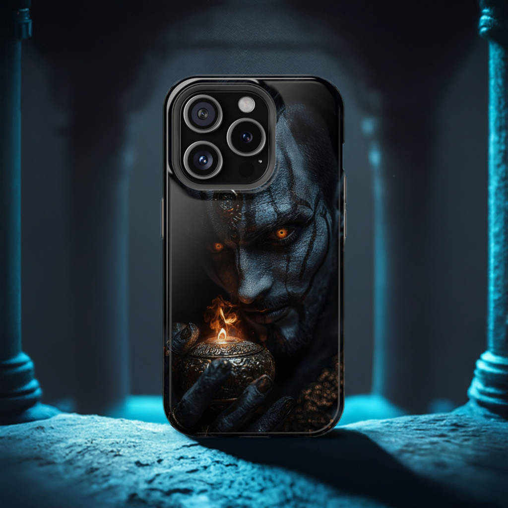 Dark Djinn Warrior Phone Case - Intricate Fantasy Art Protective Cover for iPhone, Samsung Galaxy, and Google Pixel Devices