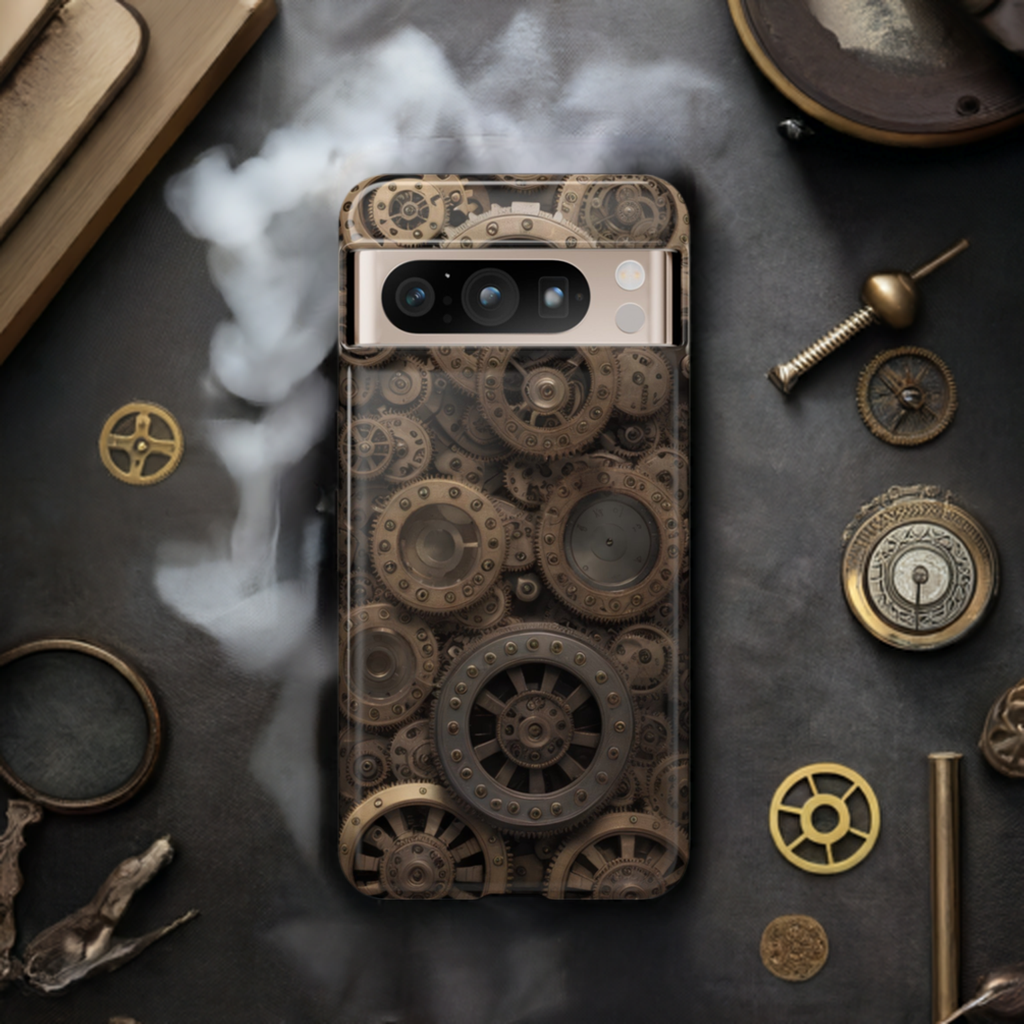 Gearworks 3 Phone Case – Steampunk Victorian Design with Gears and Clockwork for iPhone, Samsung Galaxy, and Google Pixel Devices