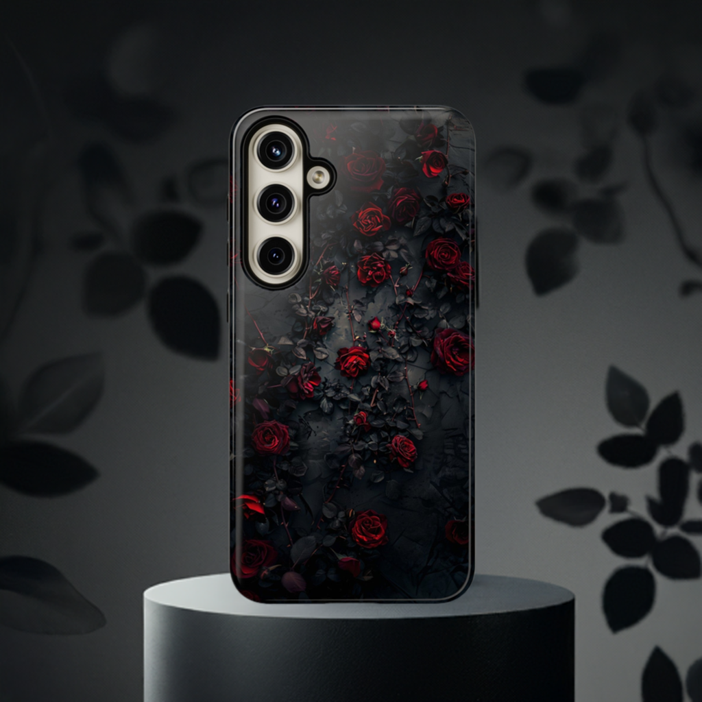 Gothic Roses Tough Phone Case – Elegant Dark Floral Design for iPhone, Samsung Galaxy, and Google Pixel Devices