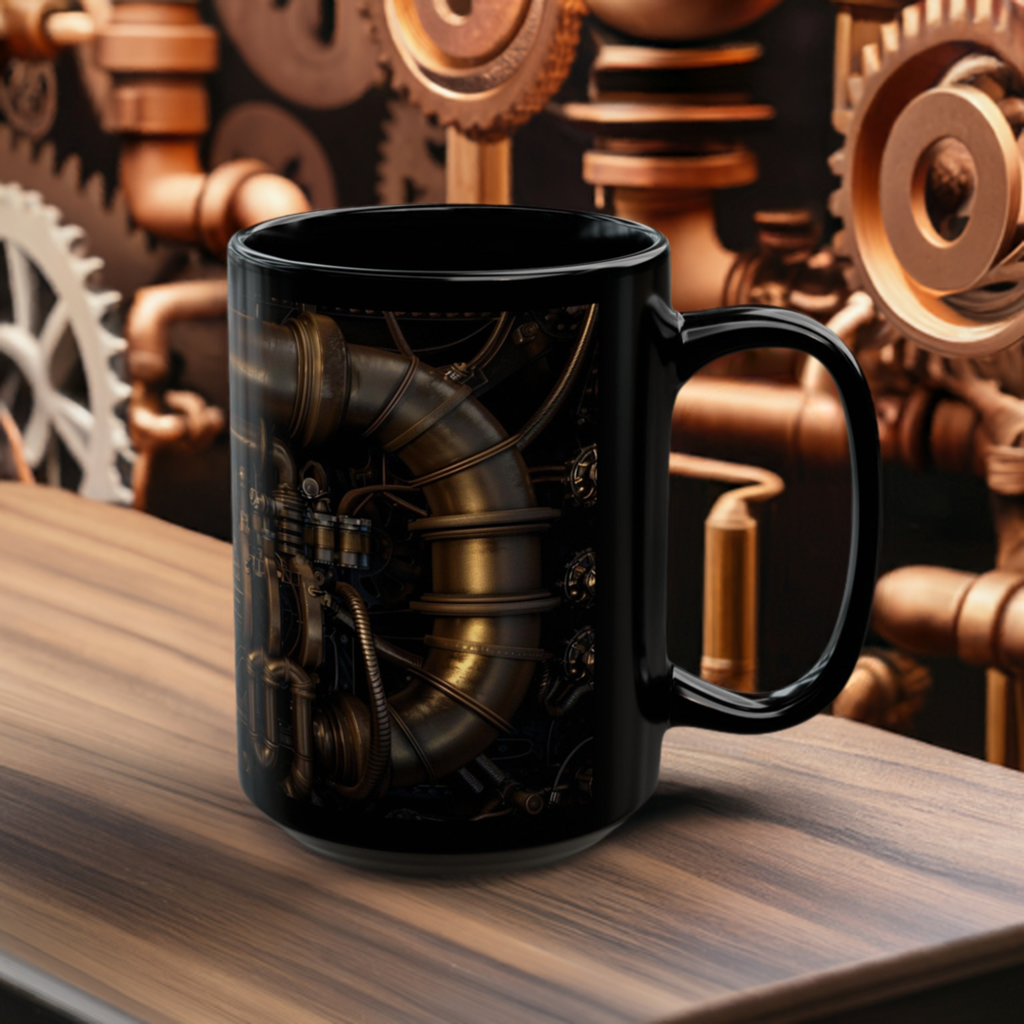 Steampunk Industrial Pipes Mug - Unique Mechanical Design Coffee Cup