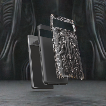 Biomechanical Horror Phone Case – Dark Sci-Fi Design for iPhone, Samsung Galaxy, Google Pixel Devices