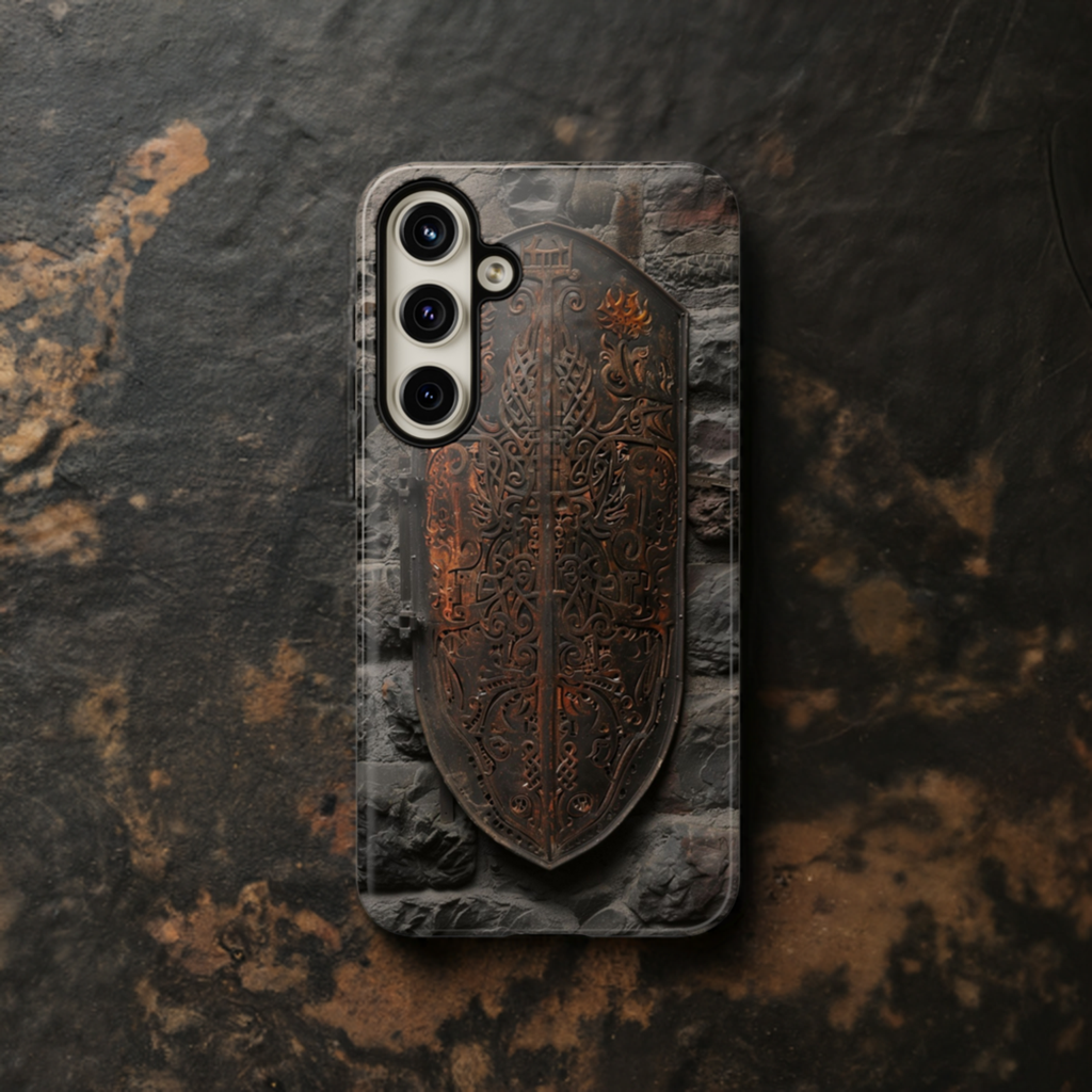 Medieval Shield Phone Case - Ornate Ancient Armor Design for iPhone and Samsung Galaxy Devices