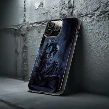 Gothic Alien Skeleton iPhone Case - Sci-Fi Horror Design