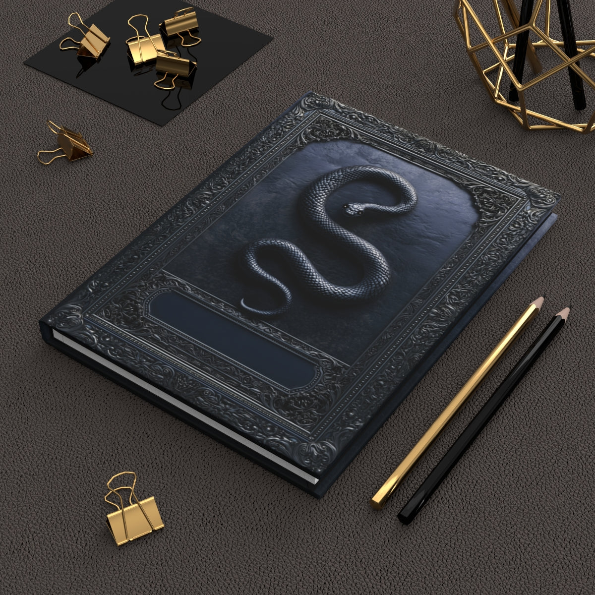 Gothic Black Snake Journal – Dark Serpent Hardcover Notebook, Occult Grimoire, Witchy Writing Journal, Personalized Gothic Gift