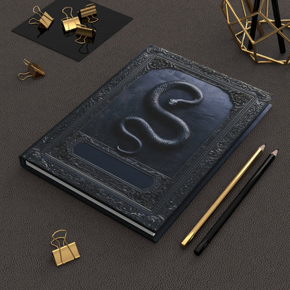 Gothic Black Snake Journal – Dark Serpent Hardcover Notebook, Occult Grimoire, Witchy Writing Journal, Personalized Gothic Gift